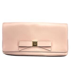Kate Spade Light Pink Leather Bow Clutch Purse